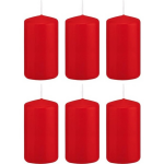 Trend Candles 6x Rode Cilinderkaarsen/stompkaarsen 5 X 10 Cm 23 Branduren - Geurloze Kaarsen - Woondecoraties - Rood