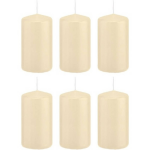 Trend Candles 6x Cremete Cilinderkaarsen/stompkaarsen 5 X 10 Cm 23 Branduren - Geurloze Kaarsen - Woondecoraties - Wit