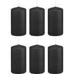 Trend Candles 6xe Cilinderkaars/stompkaars 6 X 12 Cm 40 Branduren - Geurloze Kaarsen - Woondecoraties - Zwart