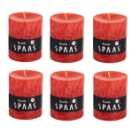 Spaas 6x Rode Rustieke Cilinderkaarsen/stompkaarsen 7 X 8 Cm 30 Branduren - Geurloze Kaarsen - Woondecoraties - Rood