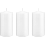 Trend Candles 3xte Cilinderkaarsen/stompkaarsen 8 X 15 Cm 69 Branduren - Geurloze Kaarsen - Woondecoraties - Wit