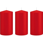 Trend Candles 3x Rode Cilinderkaarsen/stompkaarsen 8 X 15 Cm 69 Branduren - Geurloze Kaarsen - Woondecoraties - Rood