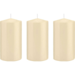 Trend Candles 3x Cremete Cilinderkaarsen/stompkaarsen 8 X 15 Cm 69 Branduren - Geurloze Kaarsen - Woondecoraties - Wit