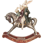 Clayre & Eef Decoratie Konijnen Met Paard 28*11*30 Cm Meerkleurig Kunststof Hazen 6pr2454 - Grijs