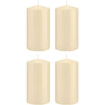 Trend Candles 4x Cremete Cilinderkaarsen/stompkaarsen 8 X 15 Cm 69 Branduren - Geurloze Kaarsen - Woondecoraties - Wit