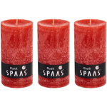 Spaas 3x Rode Rustieke Cilinderkaarsen/stompkaarsen 7 X 13 Cm 60 Branduren - Geurloze Kaarsen - Woondecoraties - Rood