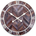 Nextime- Wandklok - Ø 58 Cm - Hout/metaal - Donker - 'Roman Vintage' - Bruin