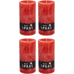 Spaas 4x Rode Rustieke Cilinderkaarsen/stompkaarsen 7 X 13 Cm 60 Branduren - Geurloze Kaarsen - Woondecoraties - Rood