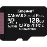 Kingston microSDXC Canvas Select Plus 128GB 100 MB/s + SD adapter - Negro