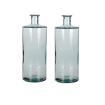 Mica Decorations 2x Fles Vaas Guan 15 X 40 Cm Transparant Gerecycled Glas - Home Deco Vazen - Woonaccessoires