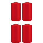 Trend Candles 4x Rode Cilinderkaarsen/stompkaarsen 8 X 15 Cm 69 Branduren - Geurloze Kaarsen - Woondecoraties - Rood