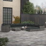 Vidaxl 13-delige Loungeset Met Kussens Poly Rattan - Grijs