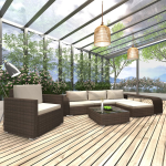 Vidaxl 8-delige Loungeset Met Kussens Poly Rattan - Bruin