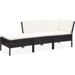 Vidaxl 3-delige Loungeset Met Kussens Poly Rattan - Negro