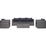 Vidaxl 6-delige Loungeset Met Kussens Poly Rattan - Grijs