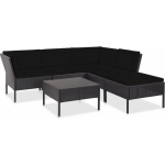 Vidaxl 6-delige Loungeset Met Kussens Poly Rattan - Zwart