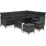 Vidaxl 4-delige Loungeset Met Kussens Poly Rattan - Grijs