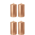 Trend Candles 4x Rosegouden Cilinderkaarsen/stompkaarsen 6 X 12 Cm 40 Branduren - Geurloze Rosegoudkleurige Kaarsen - Woondecoraties