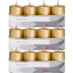 Trend Candles 12xen Cilinderkaarsen/stompkaarsen 5 X 8 Cm 18 Branduren - Geurlozekleurige Kaarsen - Woondecoraties - Goud
