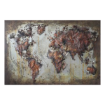 Clayre & Eef Wanddecoratie Wereldkaart 120*4*80 Cm Meerkleurig Ijzer Rechthoek Wereldkaart Jjwa00055 - Bruin