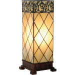 Clayre & Eef Tafellamp Tiffany 18*18*45 Cm E27/max 1*40w Creme Glas In Lood Lumilamp 5ll-1139 - Beige