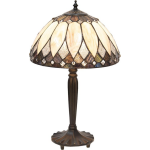 Clayre & Eef Tafellamp Tiffany Ø 30*46 Cm E27/max 1*60w Meerkleurig Glas In Lood Art Deco Lumilamp 5ll-5987 - Beige