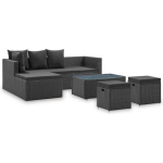 Vidaxl 4-delige Loungeset Met Kussens Poly Rattan - Zwart