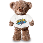 Bellatio Decorations Super Doctor/ Dokter Pluche Teddybeer Knuffel 24 Cm Met Pop Art T-shirt - Super Doctor / Cadeau Knuffelbeer - Wit