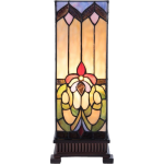 Clayre & Eef Lumilamp Tafellamp Tiffany 17*17*44 Cm E27/max 1*40w Meerkleurig Glas / Polyresin 5ll-5907 - Beige