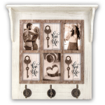 Zep - Multi Houten Fotoplank Met Ophanghaakjes Mansfield Voor 6 Foto's 10x15 Afmeting 41x46 Cm - Xn466 - Wit