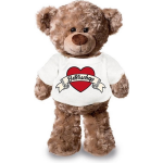 Bellatio Decorations Beterschap Pluche Teddybeer Knuffel 24 Cm Met T-shirt - Beterschap / Cadeau Knuffelbeer - Wit