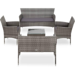 Vidaxl 5-delige Loungeset Met Kussens Poly Rattan - Gris