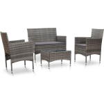 Vidaxl 4-delige Loungeset Met Kussens Poly Rattan - Grijs