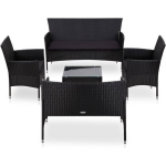 Vidaxl 5-delige Loungeset Met Kussens Poly Rattan - Zwart