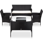 Vidaxl 5-delige Loungeset Met Kussens Poly Rattan - Zwart