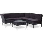 Vidaxl 6-delige Loungeset Met Kussens Poly Rattan - Zwart