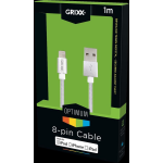 Grixx Laad + Datakabel Apple Lightning 1m Nylon - Wit