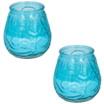 Arti Casa Set Van 5x Stuks Citronella Lowboy Tuin Kaarsen In Glas 10 Cm - Anti Muggen/insecten Artikelen - Blauw