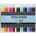 20x Gekleurde Textielstiften Op Waterbasis - Stof/textiel Pennen Met Dubbele Punt In Diverse Kleuren