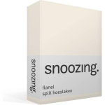 Snoozing - Flanel - Split-topper - Hoeslaken - 180x210/220 Cm - Ivoor - Wit