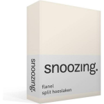 Snoozing - Flanel - Split-hoeslaken - Lits-jumeaux - 200x200 Cm - Ivoor - Wit