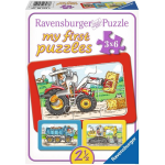 Ravensburger Mijn Eerste Puzzel Graafmachine + Tractor + Kiepauto - 3 X 6 Stukjes