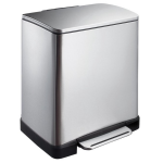 Eko E-cube Pedaalemmer Afvalscheider- 10 + 9l - Mat Rvs - Silver