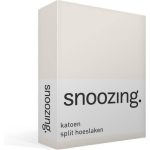 Snoozing Katoen Split Hoeslaken - 100% Katoen - Lits-jumeaux (200x210/220 Cm) - Ivoor - Wit