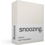 Snoozing Katoen Split Hoeslaken - 100% Katoen - Lits-jumeaux (180x210/220 Cm) - Ivoor - Wit