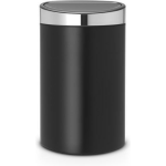 Brabantia Touch Bin Afvalemmer 40 Liter Met Kunststof Binnenemmer - Matt Black / Matt Steel Fingerprint Proof - Zwart