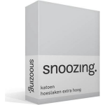 Snoozing - Katoen - Extra Hoog - Hoeslaken - 200x220 - - Grijs