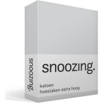 Snoozing - Katoen - Extra Hoog - Hoeslaken - 80x200 - - Grijs