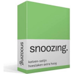 Snoozing - Katoen-satijn - Hoeslaken - Extra Hoog - 90x200 - Lime - Groen