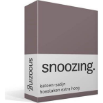 Snoozing - Katoen-satijn - Hoeslaken - Extra Hoog - 90x210 - Taupe - Bruin